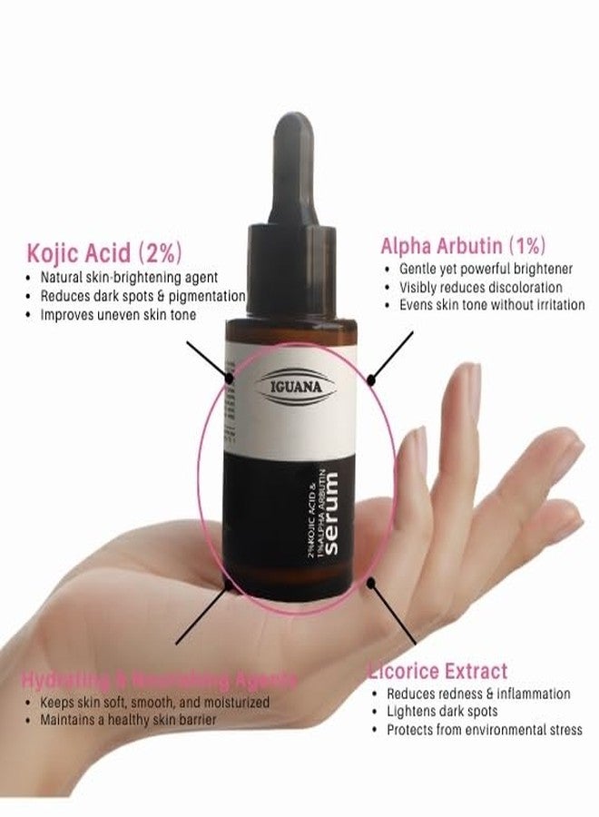 Iguana 2% Kojic Acid + 1% Alpha Arbutin Serum | Brightening Facial Serum for Dark Spots & Uneven Skin Tone | Skin Glow Booster | 30 ml (1 fl oz) - Image 2